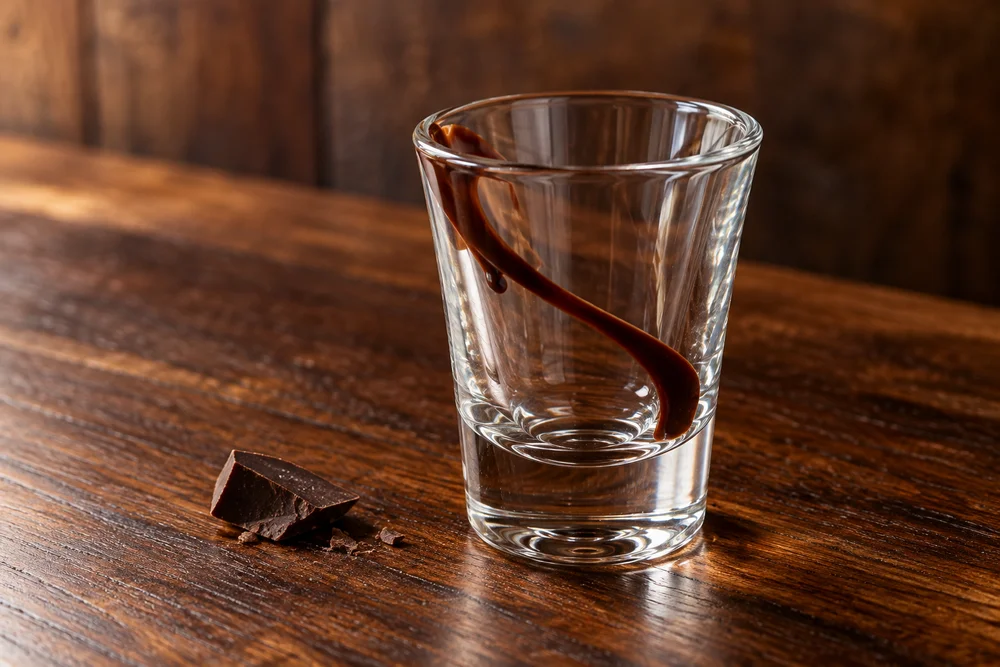 Thin Mint · Garnish on a wooden bar