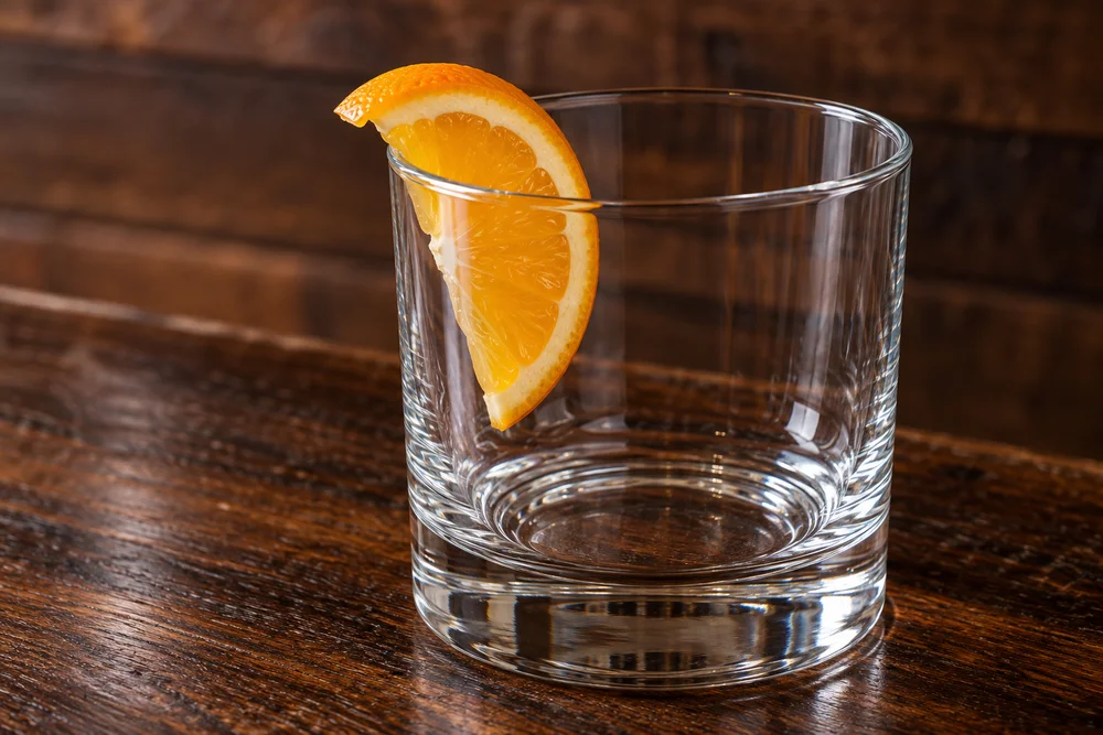 Negroni · Garnish on a wooden bar