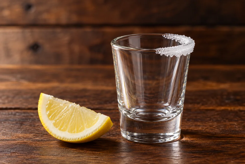 Lemon Drop · Garnish on a wooden bar